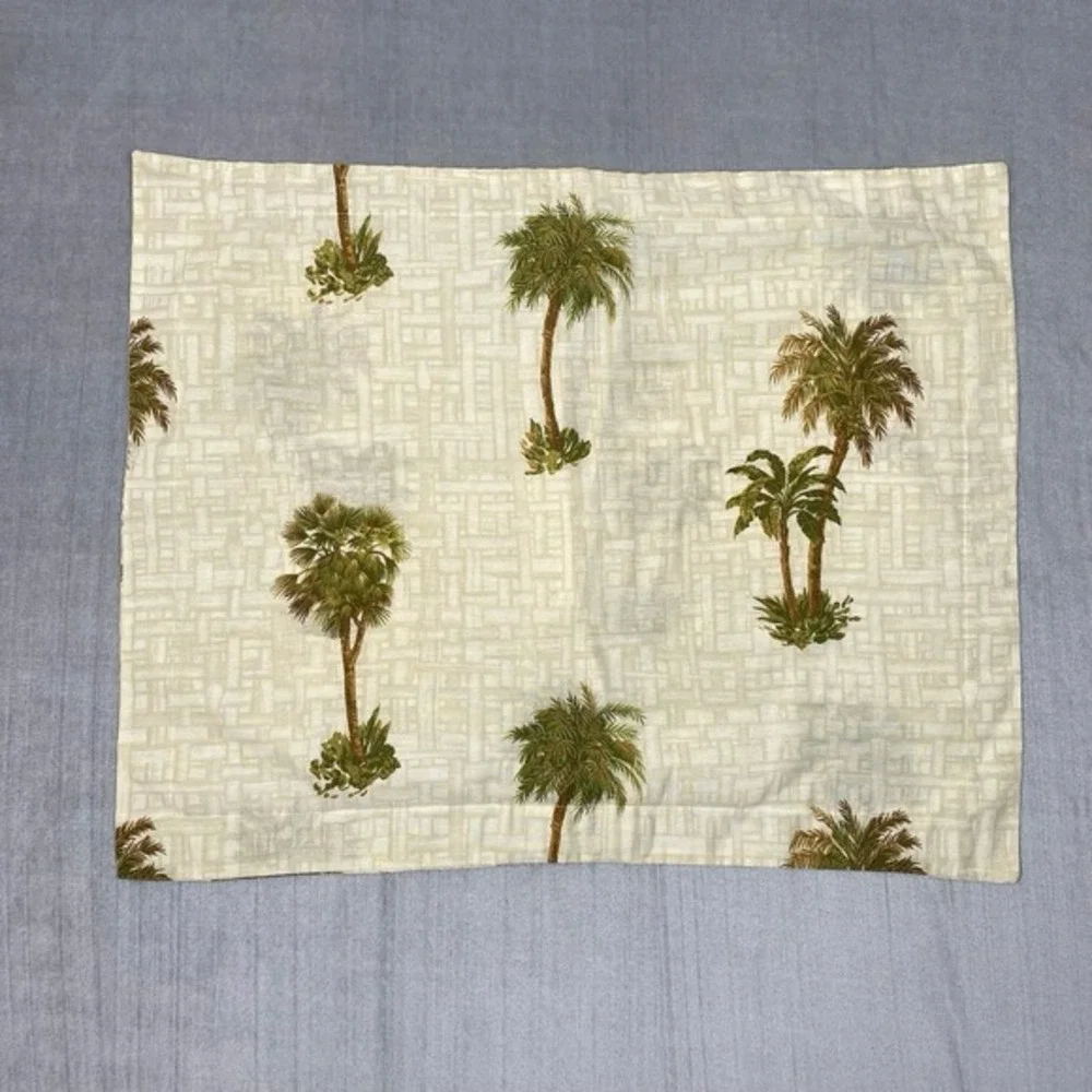 Vtg Revman Pillowcases SET of 4 Two Sizes Palm Tree Print Tropical Island Cabana